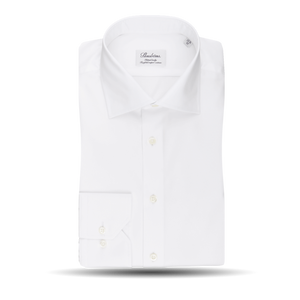 Stenströms White Fitted Body Single Cuff Shirt