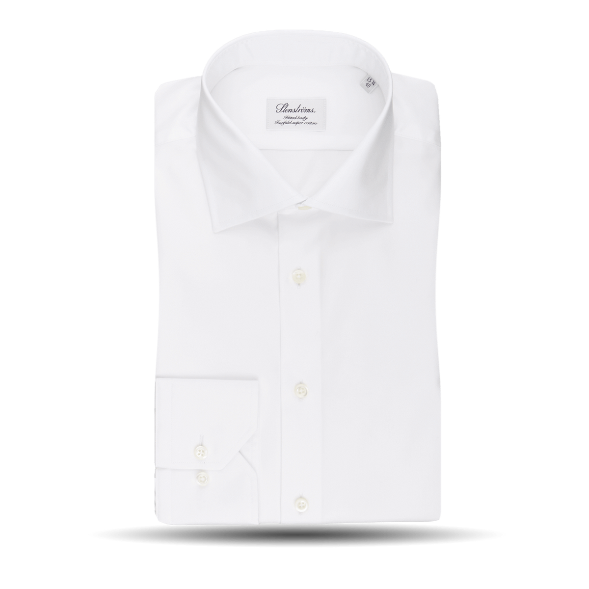 Stenströms White Fitted Body Single Cuff Shirt