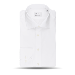 Stenströms White Fitted Body Single Cuff Shirt