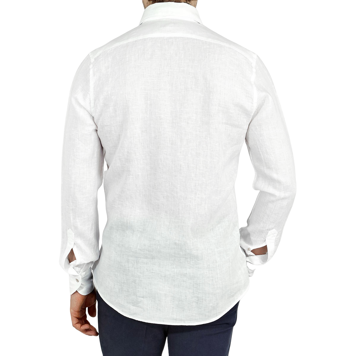 Stenströms White Linen Cut Away Slimline Shirt Back