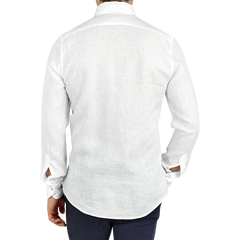 Stenströms White Linen Cut Away Slimline Shirt Back