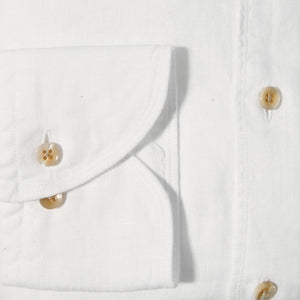 Stenströms White Linen Cut Away Slimline Shirt Cuff