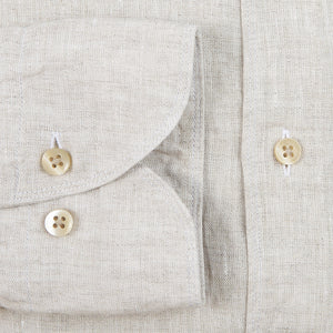 Stenströms Light Beige Linen Slimline Shirt Cuff