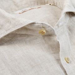 Stenströms Light Beige Linen Slimline Shirt Open