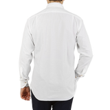 Stenströms White Cotton Corduroy Fitted Body Shirt Back
