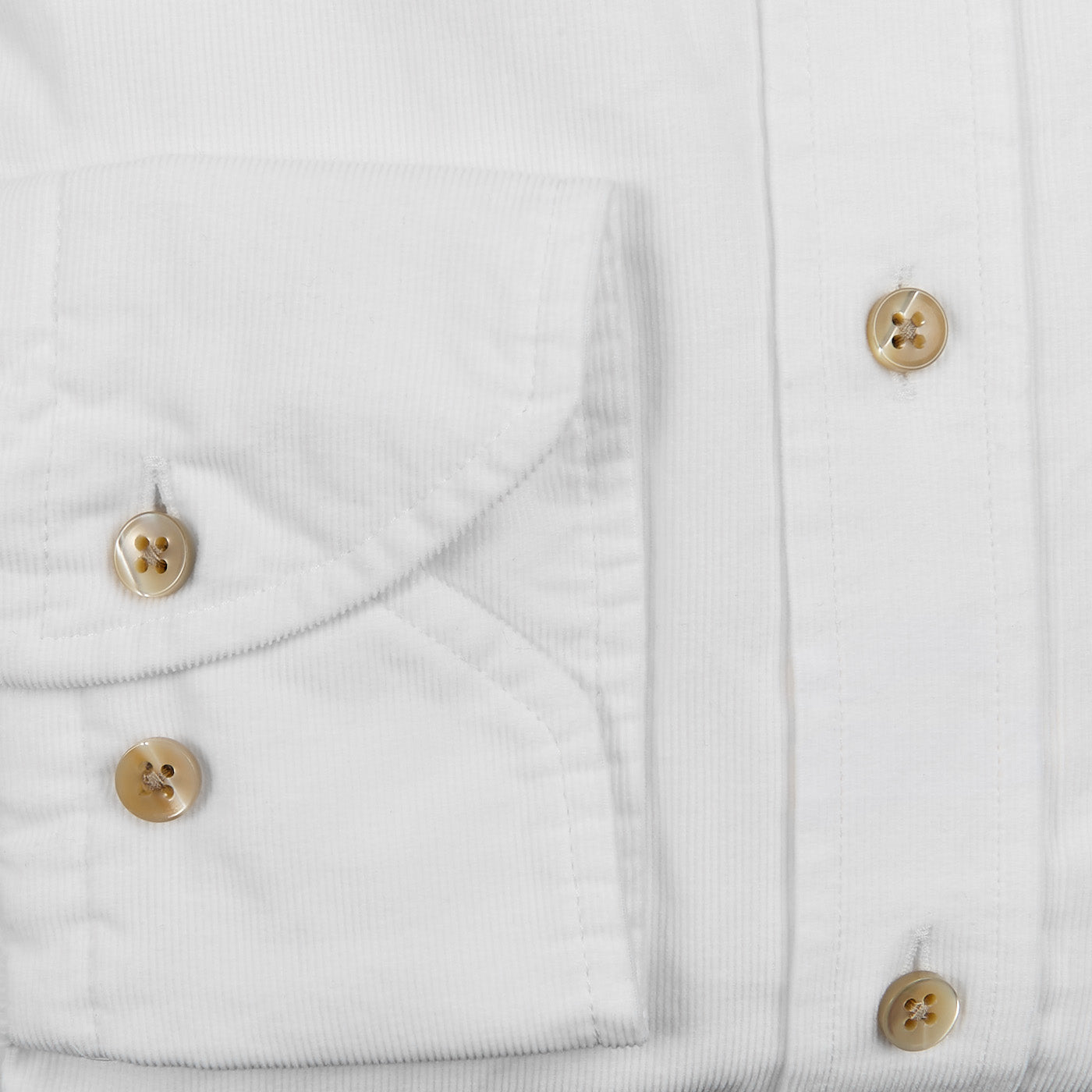 Stenströms White Cotton Corduroy Fitted Body Shirt Cuff