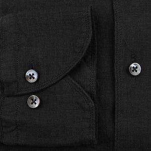 Stenströms Black Linen Cutaway Slimline Shirt Cuff
