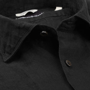 Stenströms Black Linen Cutaway Slimline Shirt Open