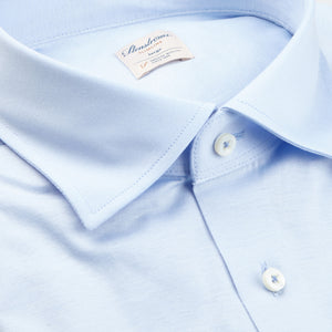 Stenströms Dark Blue Cotton Jersey Casual Slimline Shirt Closed