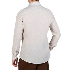 Stenströms Light Beige Linen Slimline Shirt Back