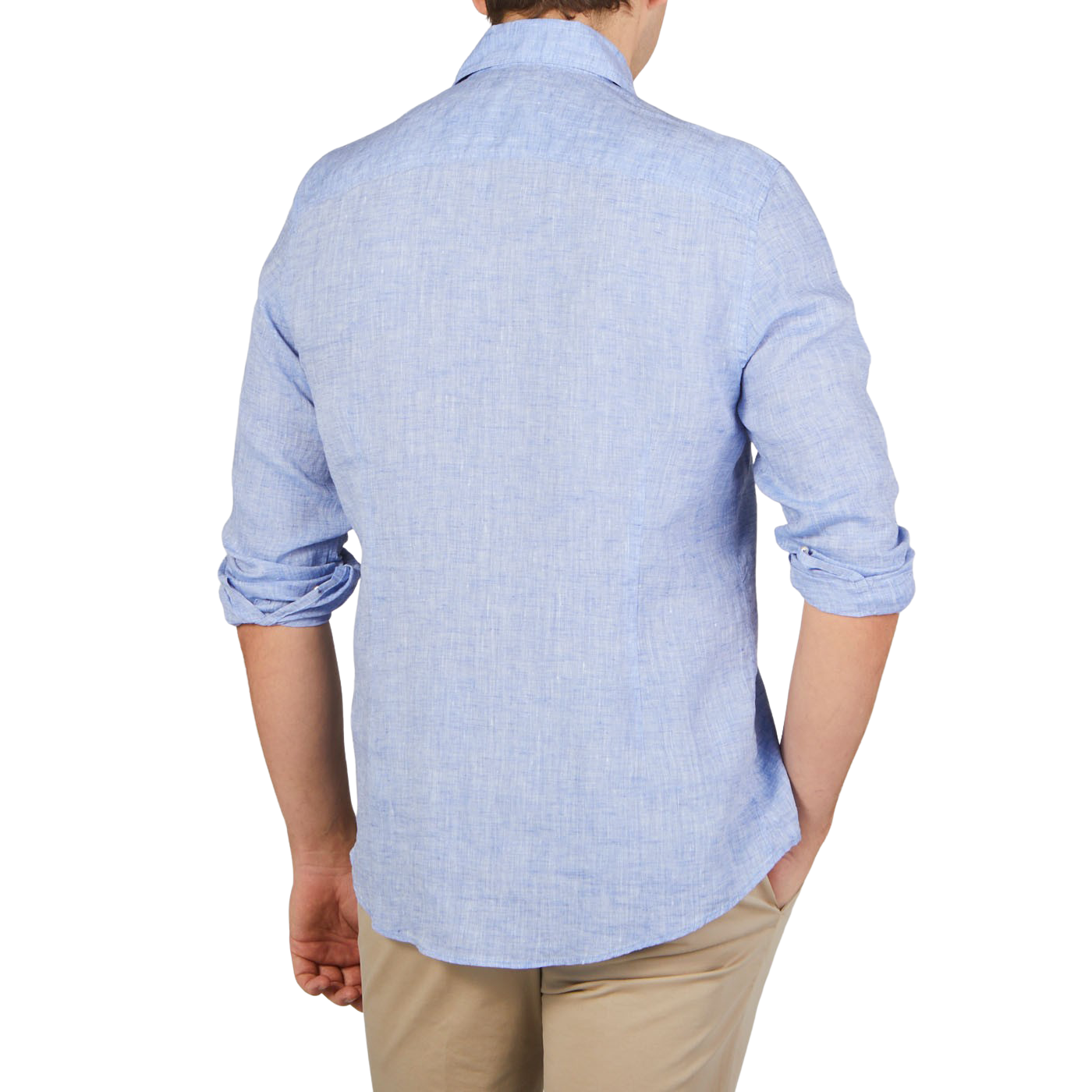 Stenströms Light Blue Linen Cutaway Slimline Shirt Back