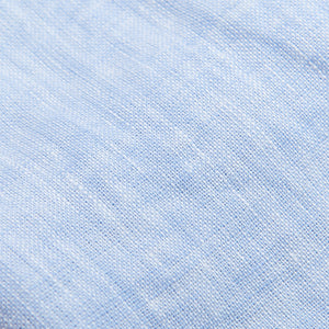Stenströms Light Blue Linen Fitted Body Short Sleeve Shirt Fabric