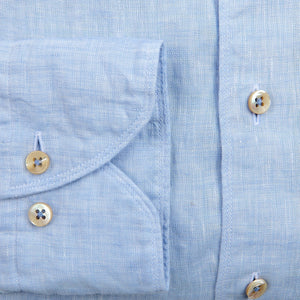 Stenströms Sky Blue Linen Cutaway Slimline Shirt Cuff