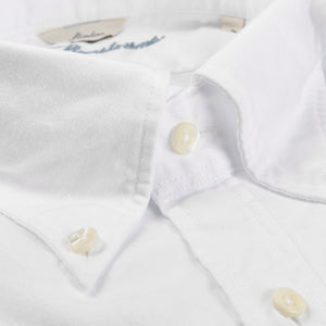 Stenströms White Cotton Oxford BD Slimline Shirt Collar