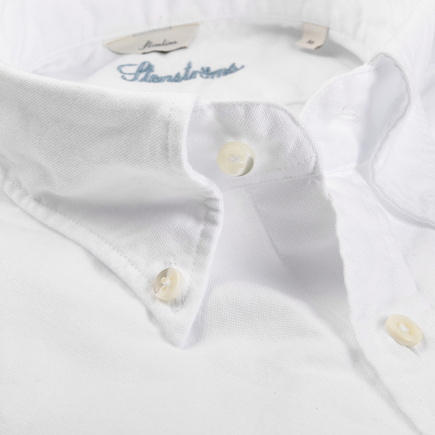 Stenströms White Cotton Oxford BD Slimline Shirt Open
