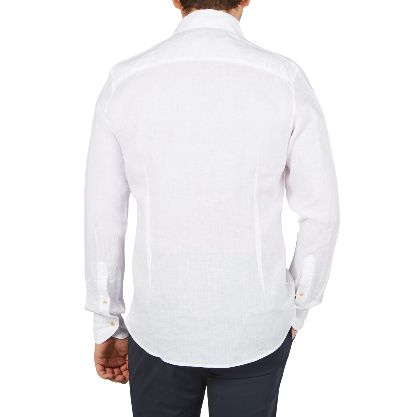 Stenströms White Linen Cutaway Slimline Shirt Back