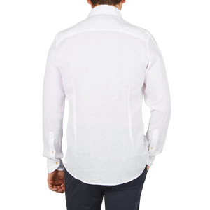 Stenströms White Linen Cutaway Slimline Shirt Back