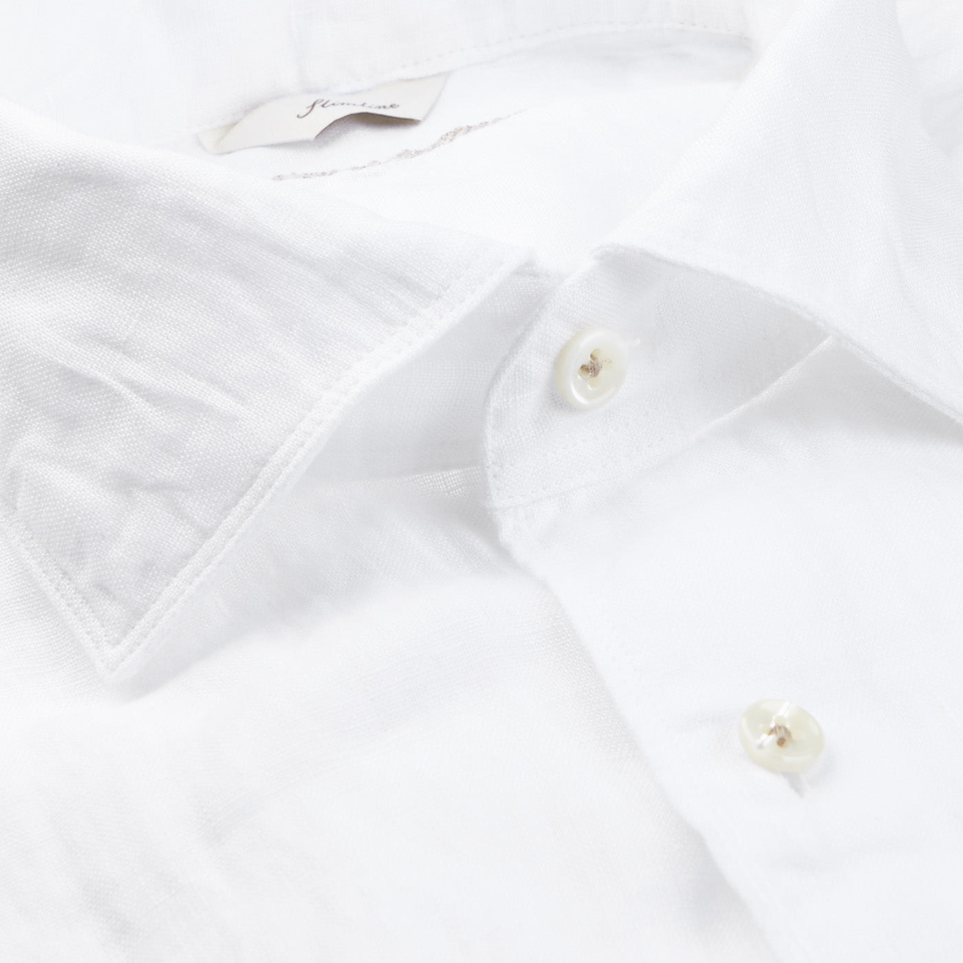 Stenströms White Linen Cutaway Slimline Shirt Closed