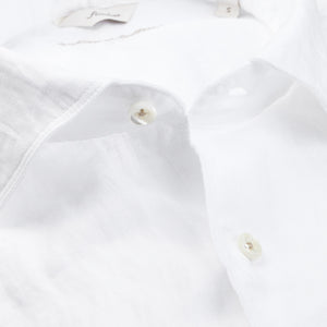 Stenströms White Linen Cutaway Slimline Shirt Open