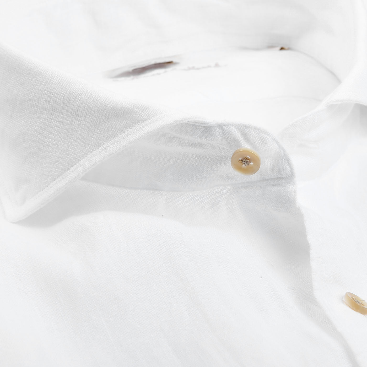 Stenströms White Linen Fitted Body Short Sleeve Shirt Open