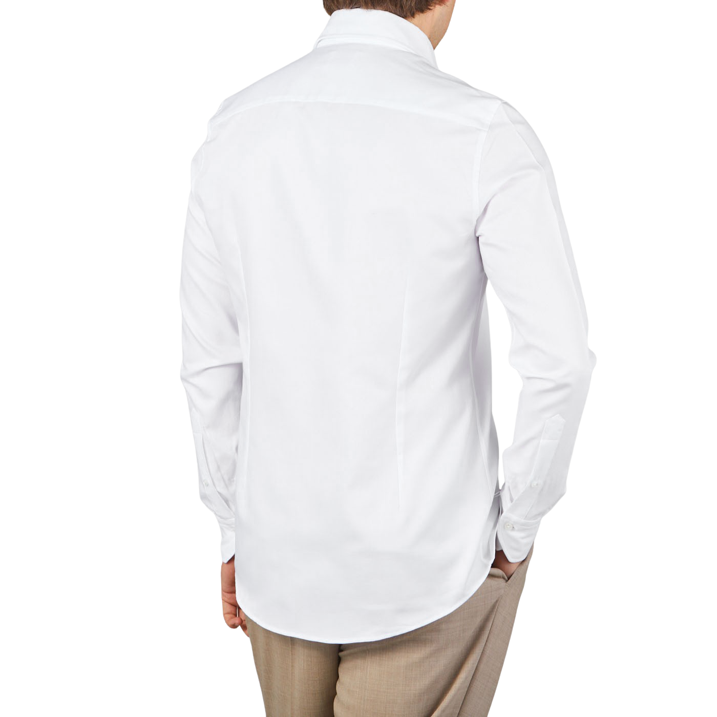 Stenströms White Structured Cotton Fitted Body Shirt Back