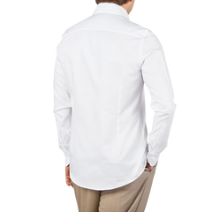 Stenströms White Structured Cotton Fitted Body Shirt Back