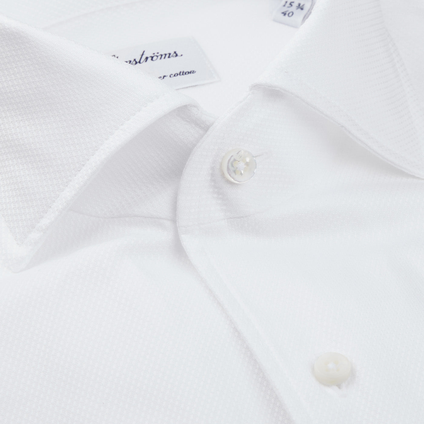 Stenströms White Structured Cotton Fitted Body Shirt Closed