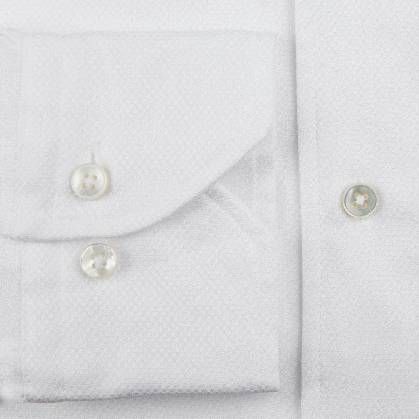 Stenströms White Structured Cotton Fitted Body Shirt Cuff