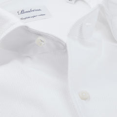 Stenströms White Structured Cotton Fitted Body Shirt Open