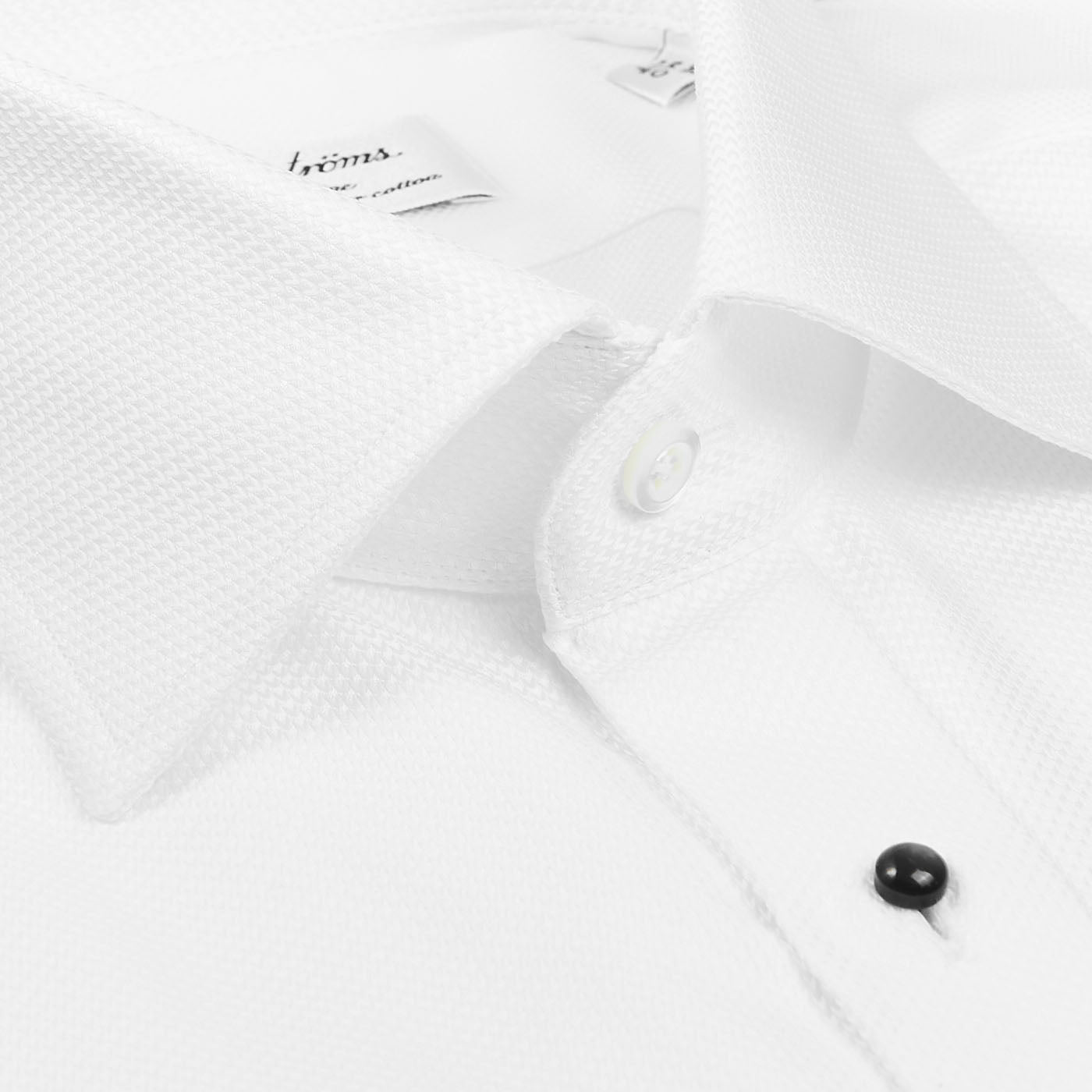 Stenströms White Textured Cotton Slimline Tuxedo Shirt Collar