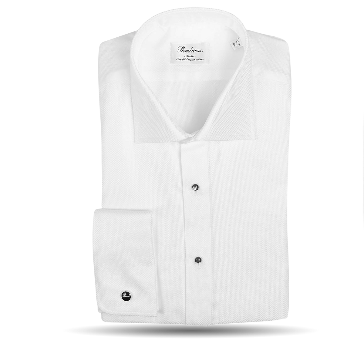 Stenströms White Textured Cotton Slimline Tuxedo Shirt Feature