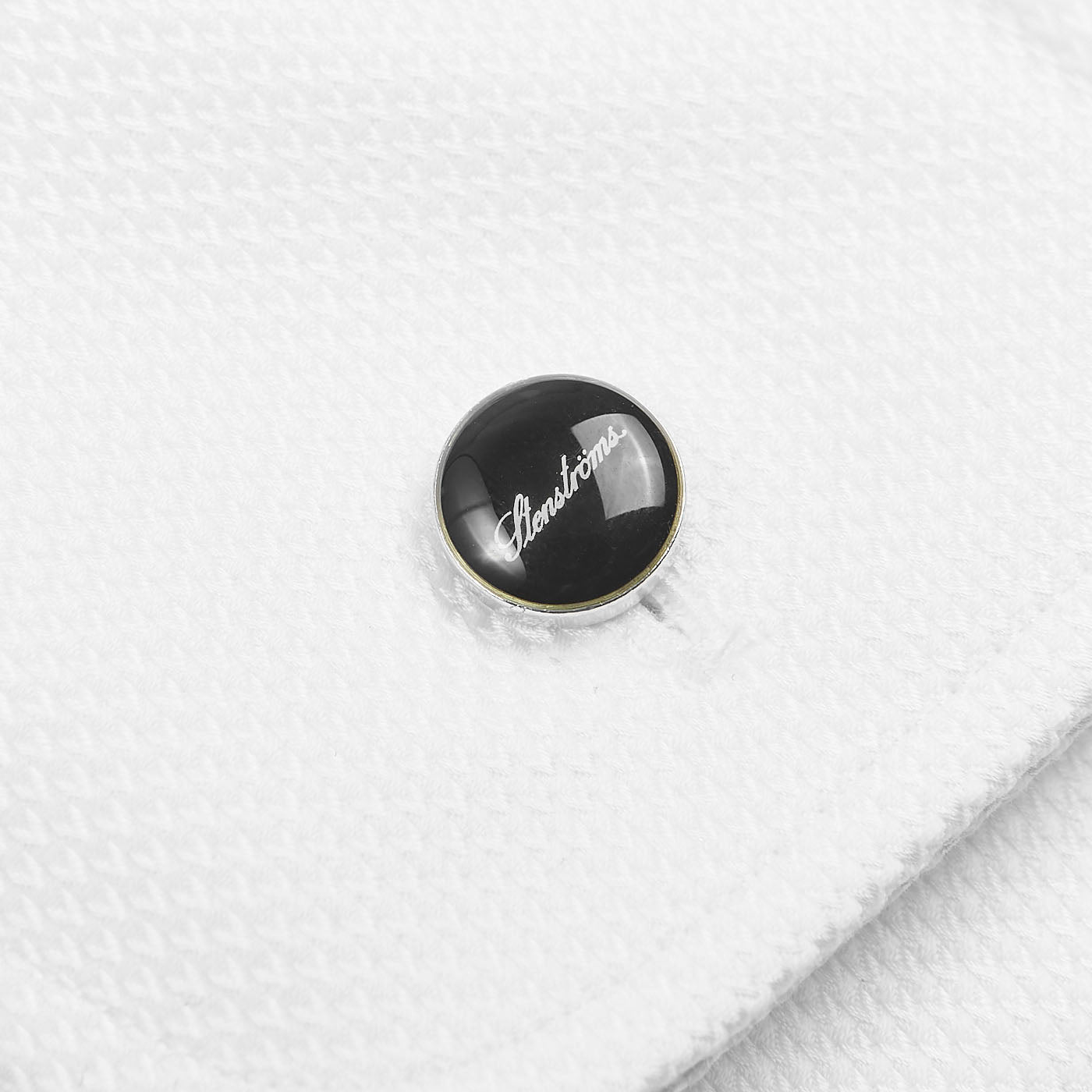 Stenströms White Textured Cotton Slimline Tuxedo Shirt Logo