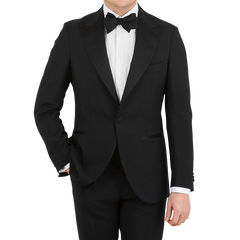 Studio 73 Black Wool Mohair Tuxedo Jacket Front