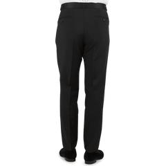 Studio 73 Black Wool Mohair Tuxedo Trousers Back