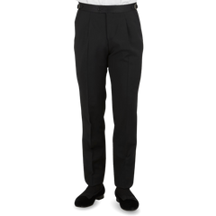 Studio 73 Black Wool Mohair Tuxedo Trousers Front