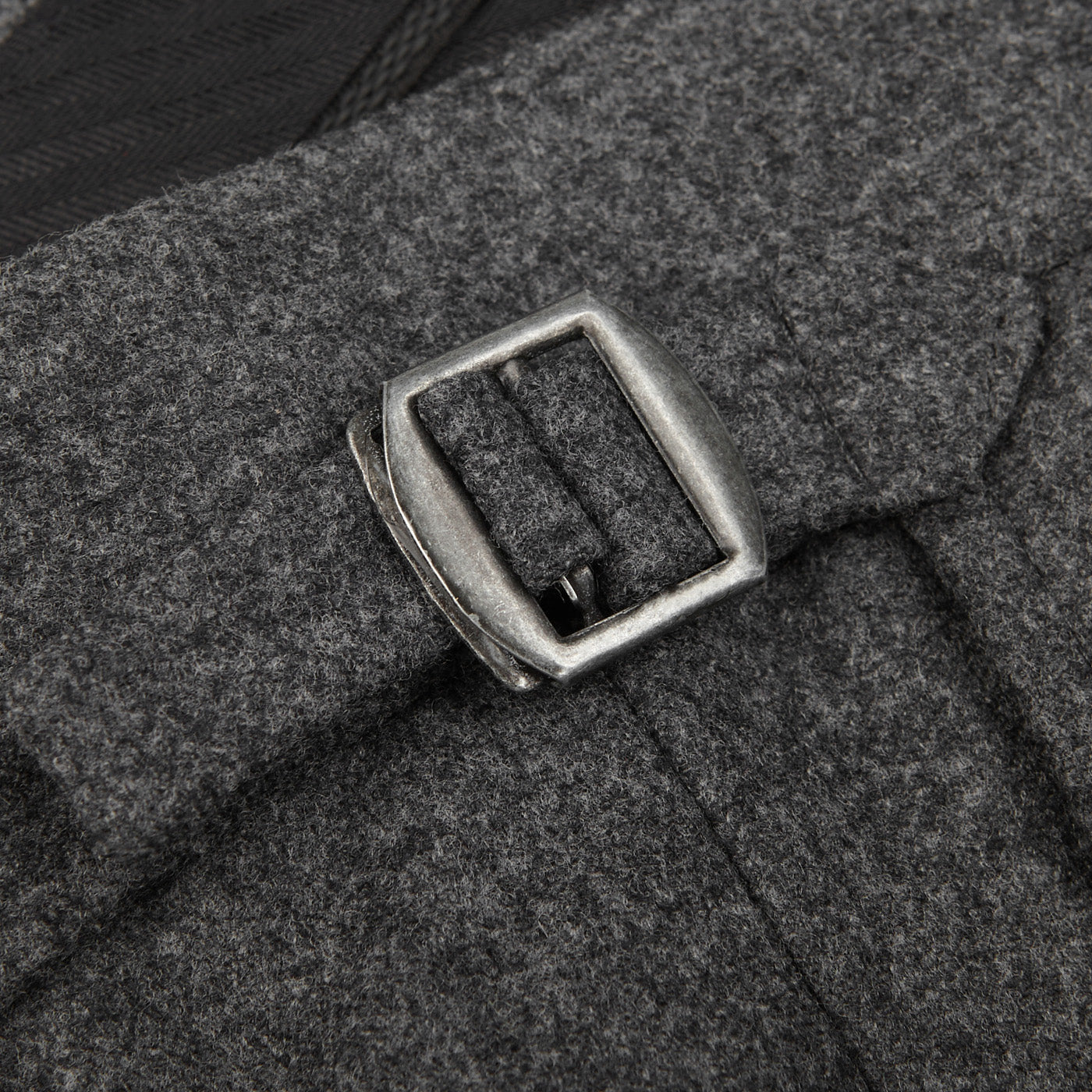 Studio 73 Grey Melange Wool Flannel Pleated Trousers Detail
