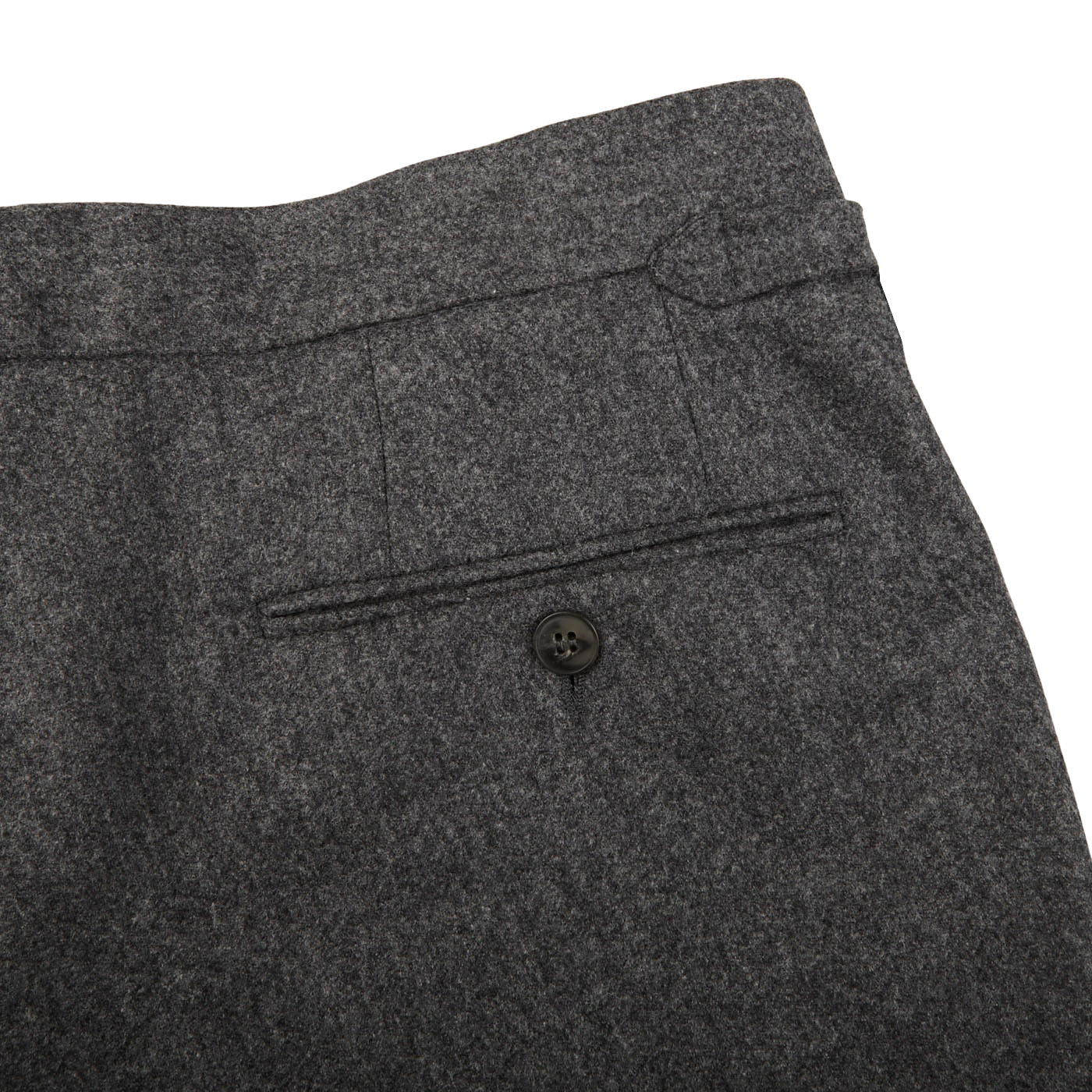Studio 73 Grey Melange Wool Flannel Pleated Trousers Pocket