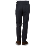 Studio 73 Navy Super 130s Wool Pleated Suit Trousers Back.png1