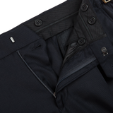 Studio 73 Navy Super 130s Wool Pleated Suit Trousers Zipper.png1