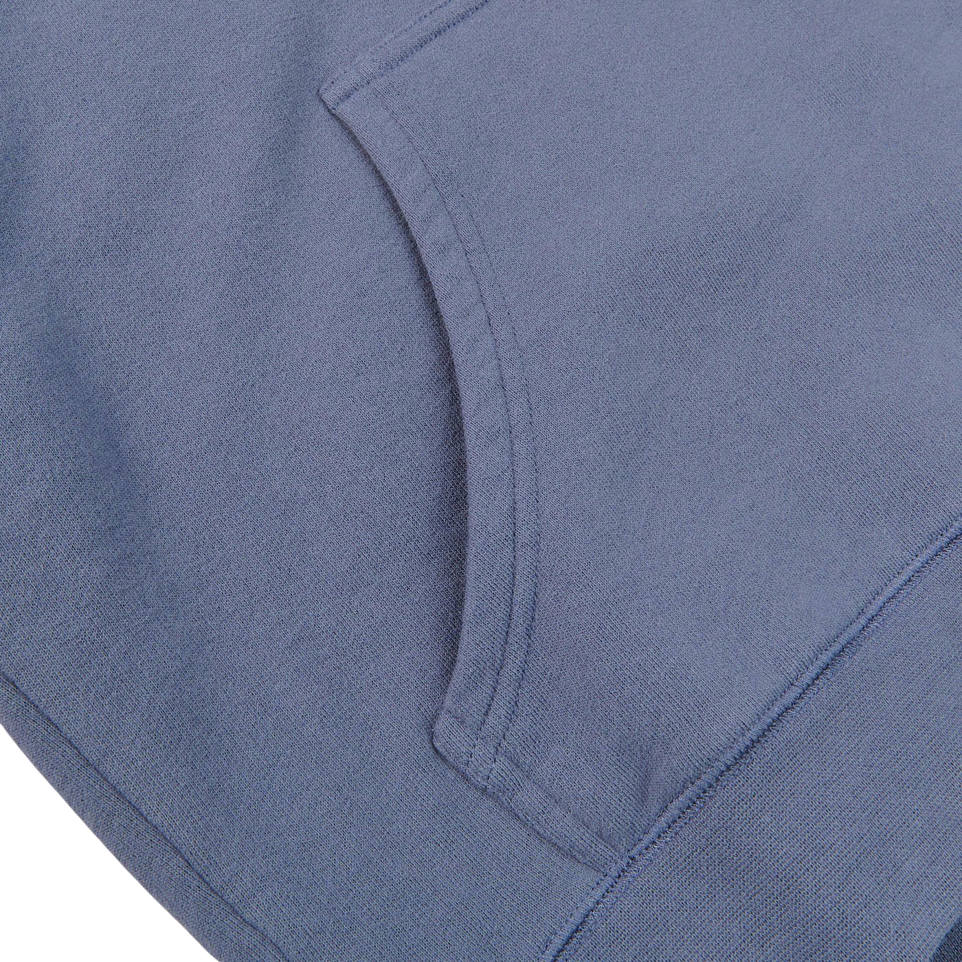 Sunspel Blue Slate Cotton Loopback Hoodie Pocket