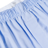 Sunspel Blue White Cotton Micro Gingham Poplin Boxer Shorts Front