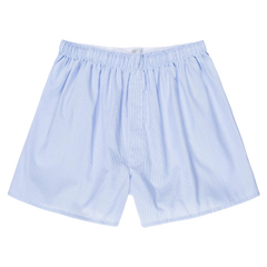 Sunspel Blue White Cotton Micro Gingham Poplin Boxer Shorts Front