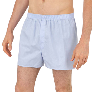 Sunspel Blue White Cotton Micro Gingham Poplin Boxer Shorts Front
