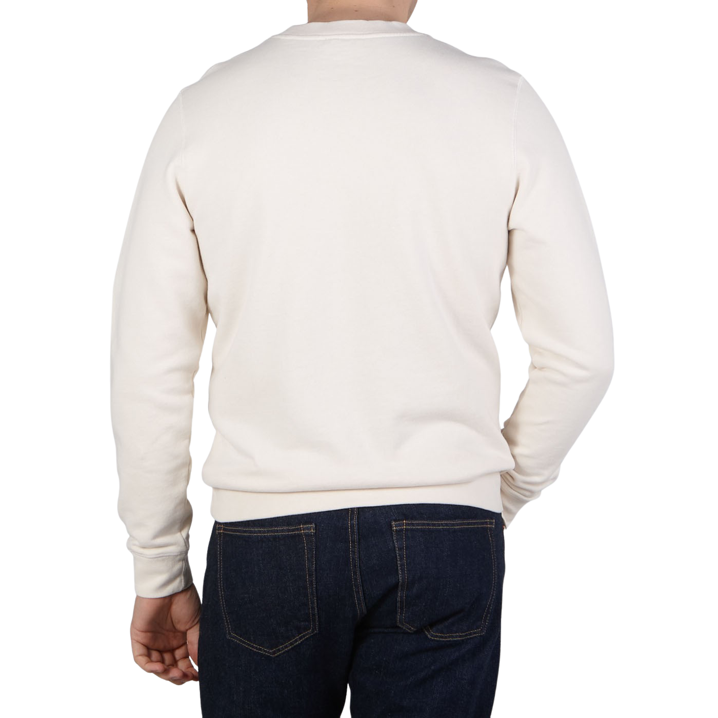 Sunspel Ecru White Cotton Loopback Sweater Back