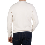 Sunspel Ecru White Cotton Loopback Sweater Back