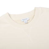 Sunspel Ecru White Cotton Loopback Sweater Collar