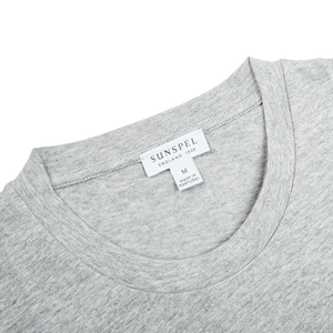 Sunspel Grey Melange Classic Cotton T-Shirt Collar (kopia)