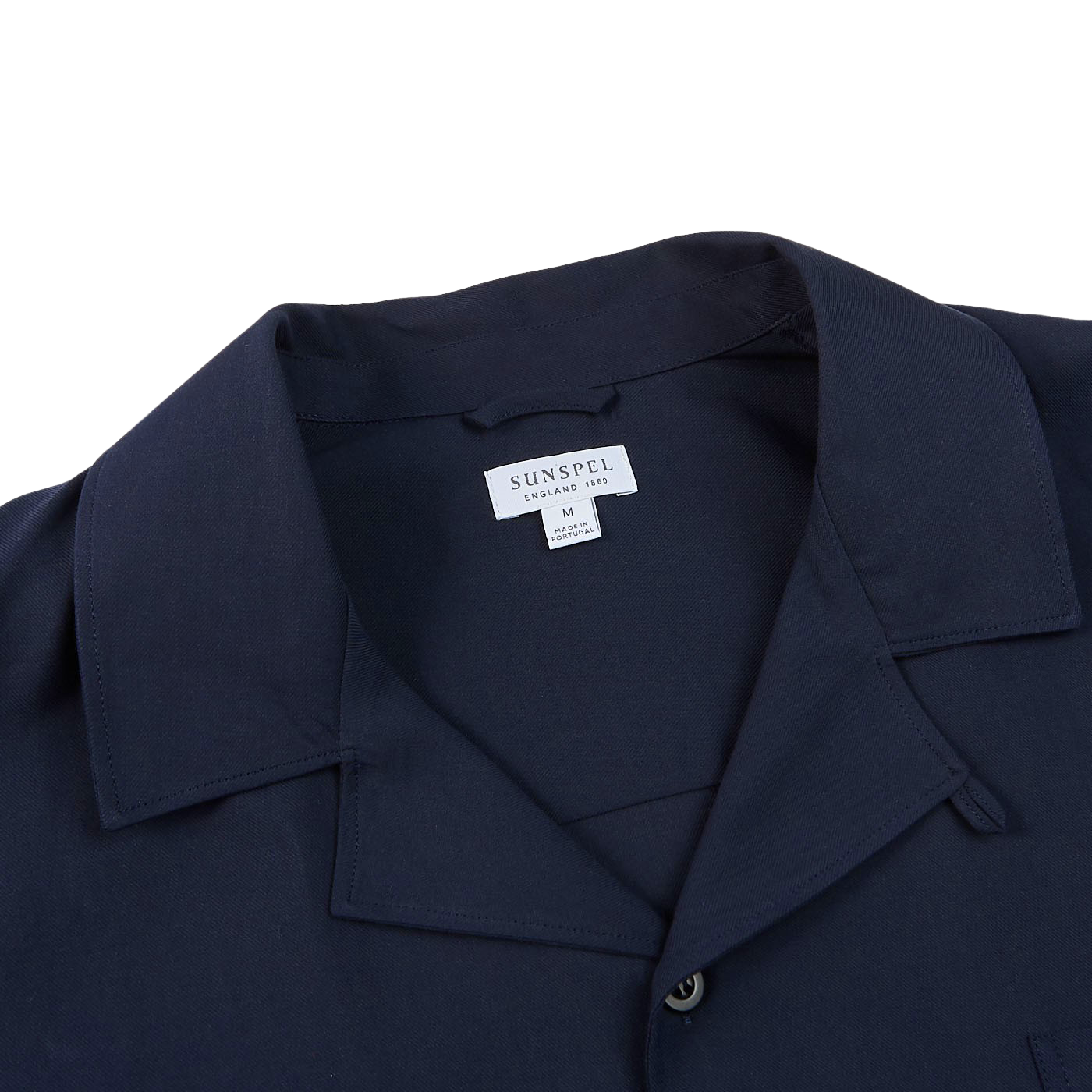 Sunspel Navy Blue Cotton Twill Pyjamas Jacket Collar