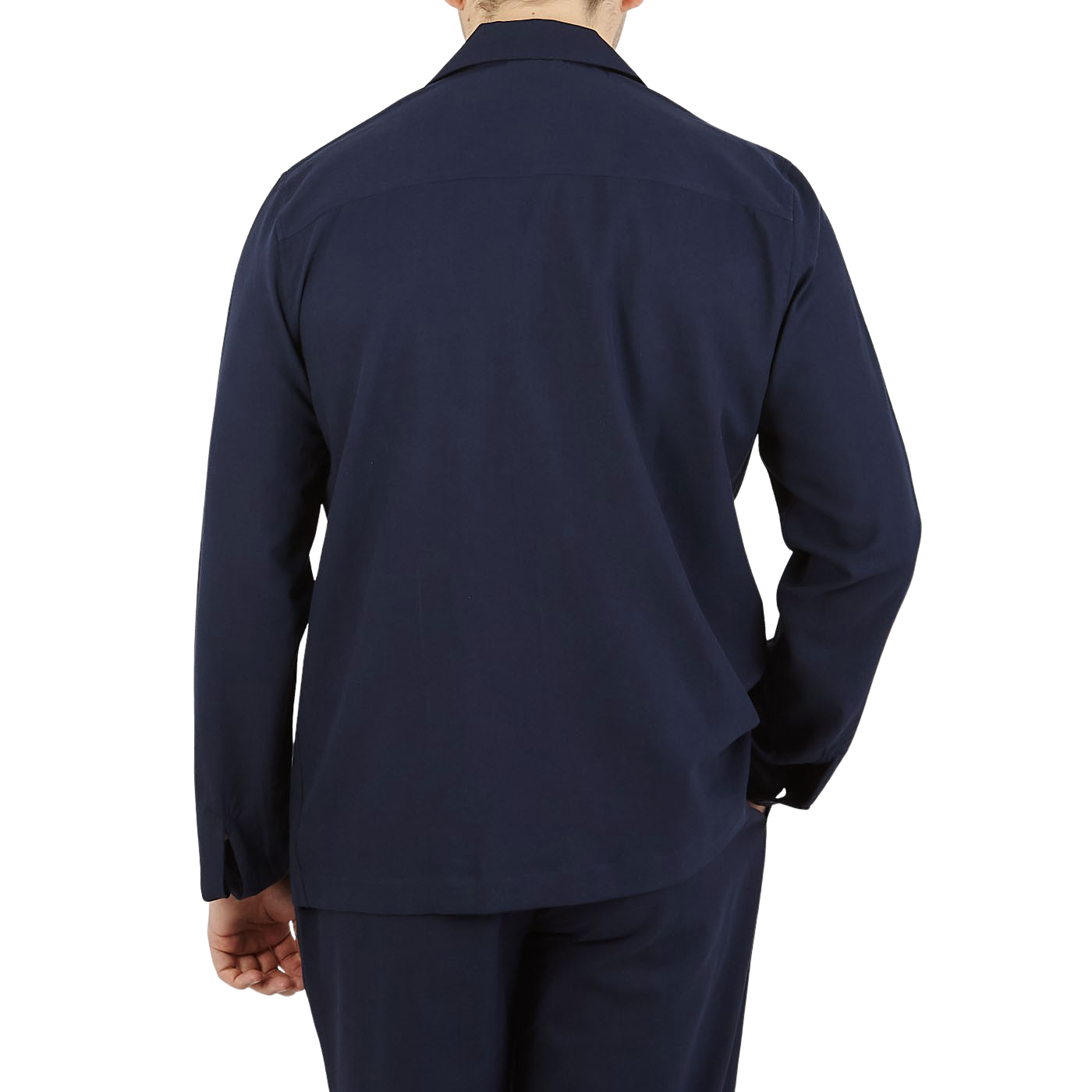Sunspel Navy Blue Cotton Twill Pyjamas Jacket Jacket Back