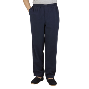 Sunspel Navy Blue Cotton Twill Pyjamas Trousers Front
